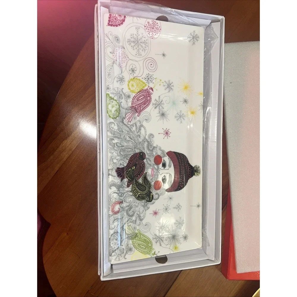 Neiman Marcus Exclusive Santa Hostess Tray Birds Snowflakes Christmas